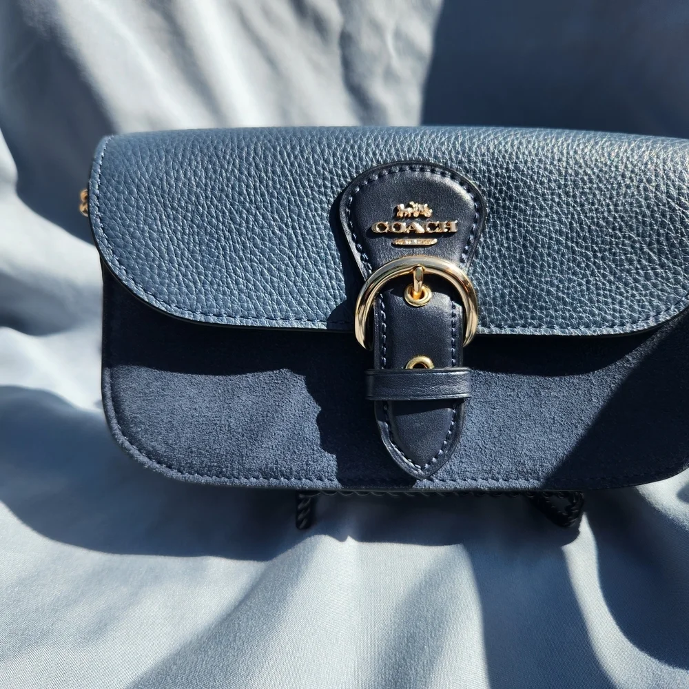 Coach Kleo Navy Leather and Suede Crossbody Bag